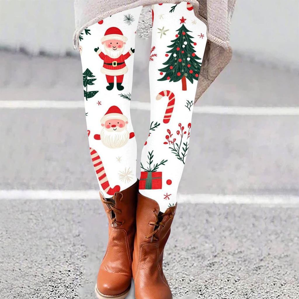 Женские брюки с рождественским принтом, эластичные, мягкие, повседневные, домашние, спальные брюки