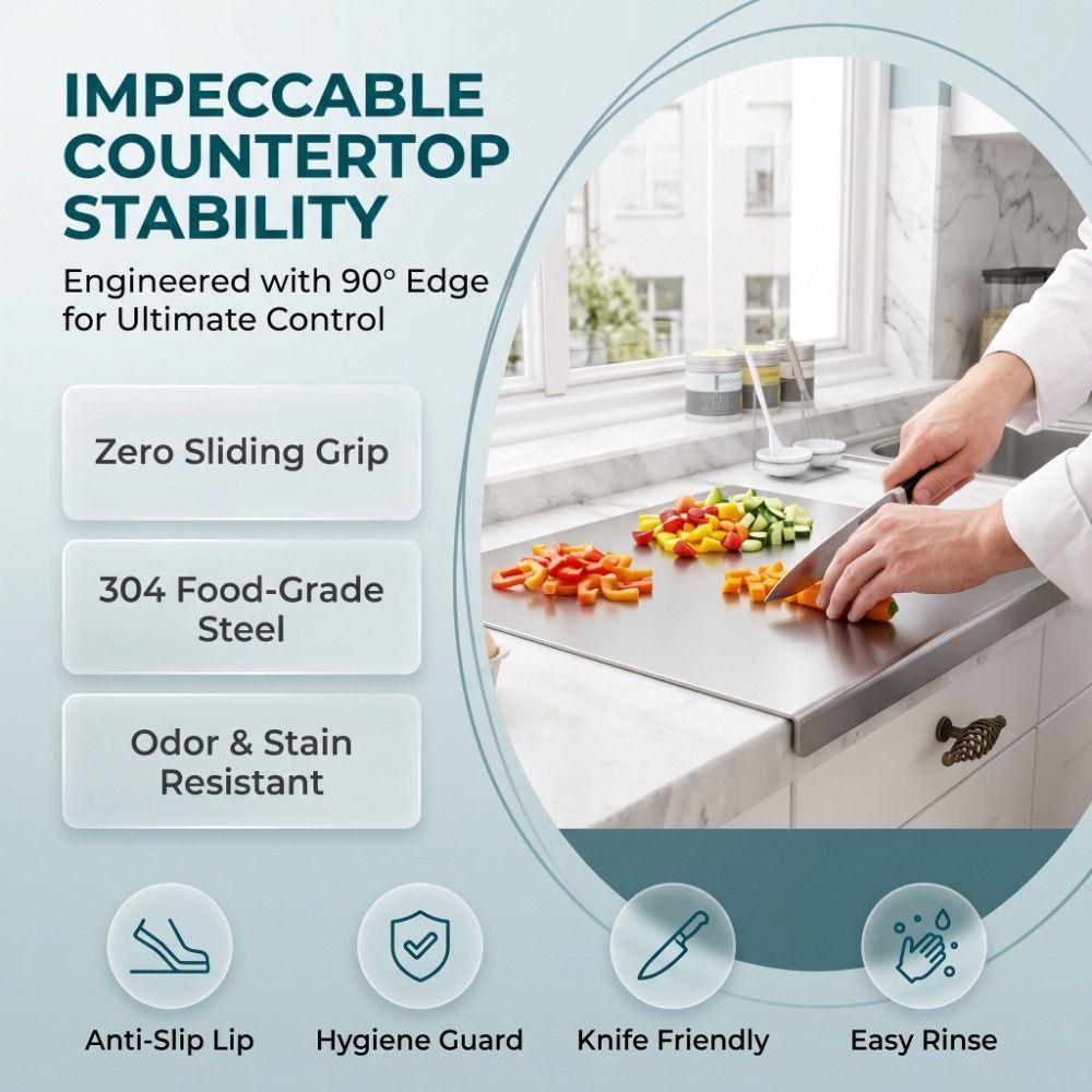 Non-Slip Edge Metal Chopping Board Silver Baking Pastry Board Cutting Board Vegetable Cutting