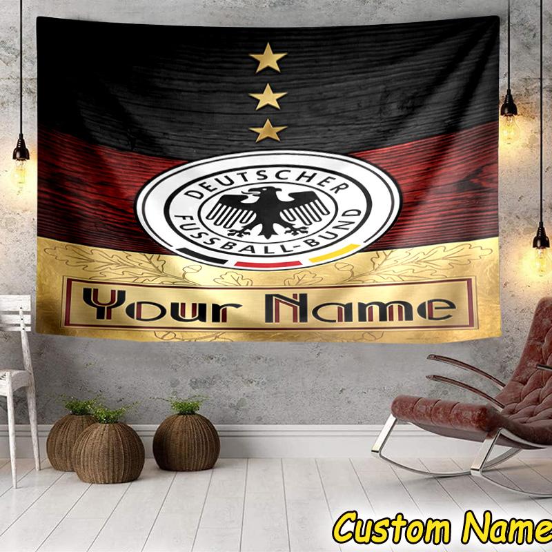 Custom Name German Football Federation Emblem Tapestry Room Decoration Wall Hanging for Living Room Bedroom, dormitory, Birthday and Christmas gifts