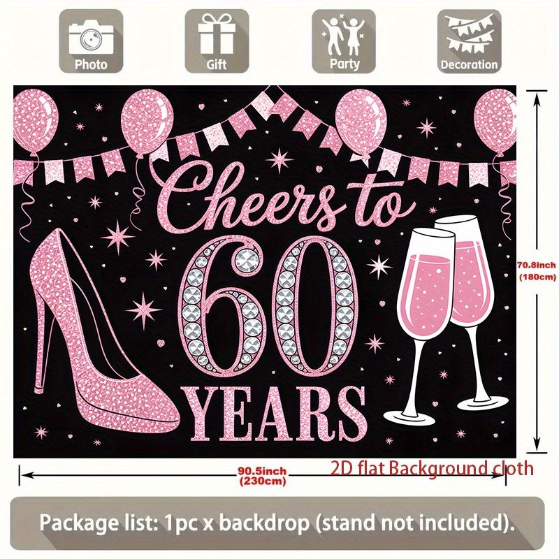 60th Birthday Party Backdrop Polyester Banner Photo Booth Decoration