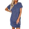New Women's Colorblock Twist Strap Short Sleeve Pocket Casual Dress, Summer European American Style Crossbody Dress