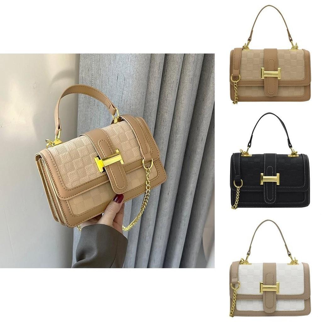 Stylish 2022 Women's Casual Shoulder Bags Chic Small Square Handheld Purses In White Khaki And Black