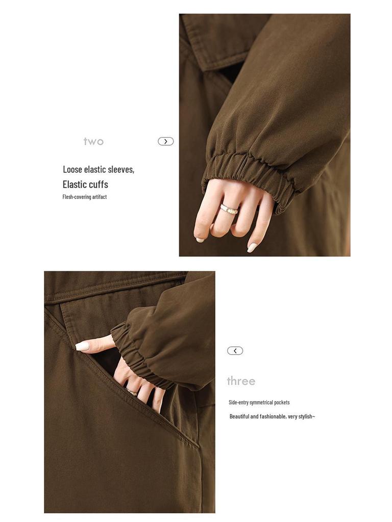 Женская хлопковая парка средней длины с капюшоном 2024 года - На флисовой подкладке, однотонная, повседневного свободного кроя, зимнее пальто