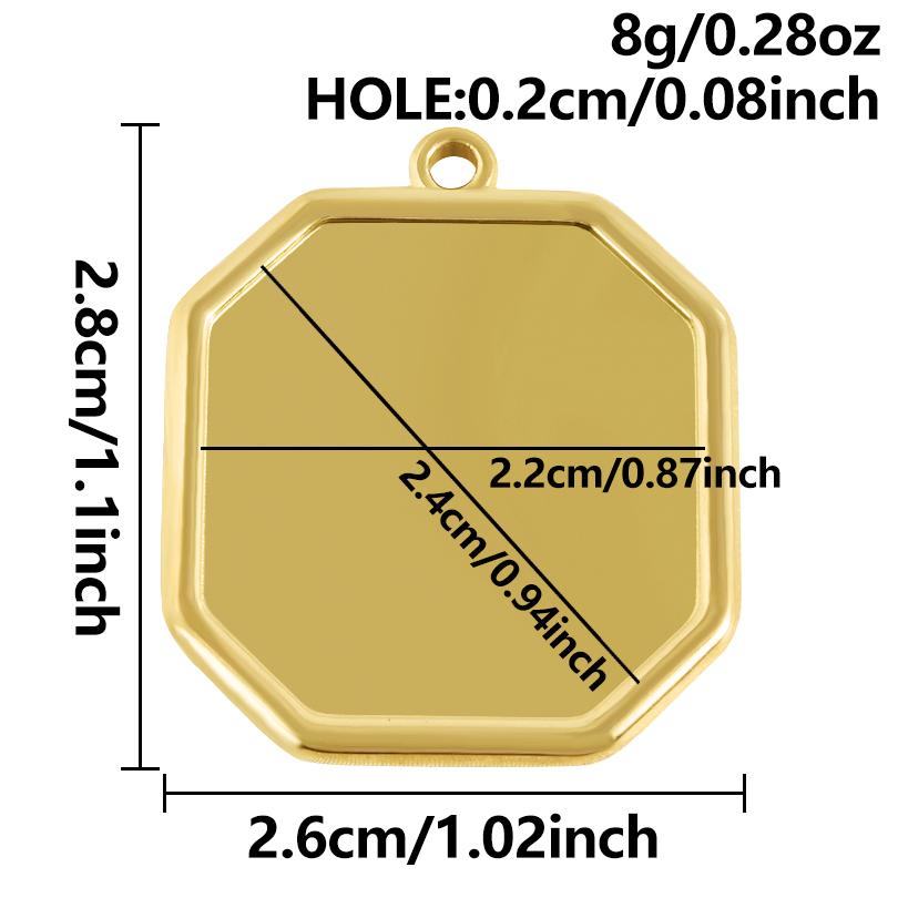 6Pcs Blank Settings Cabochon Pendants Round Rectangle Square Charm Stainless Steel Charms For Jewelry Making Bulk Diy Necklaces