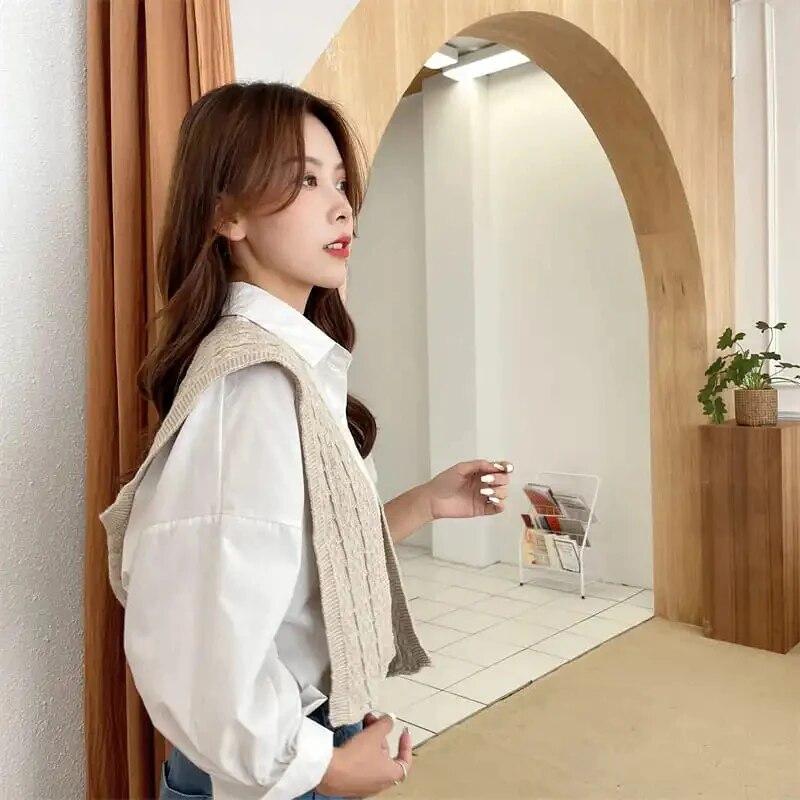 Knitted Hooded Shawl Sweet Fashion Scarf Outdoor Warm Comfortable Solid Color Shoulder Lapping Knit Accessories Autumn Winter