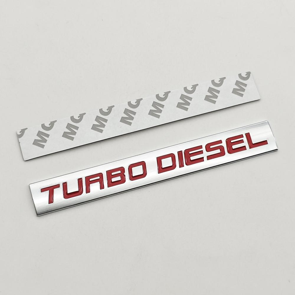 TQ0113D Chrome Metal Car Sticker TURBO DIESEL Logo Emblem Rear Trunk Fender Badge Decal For Isuzu Kia Hyundai Toyota Ford Accessories