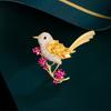 Chinese Style Plush Eyebrows Colored Zircon Corsage Smart And Cute Temperament Magpie Bird Brooch Clothes Accessories