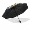 1pc Paisley Motif Automatic Folding Umbrella with 8-Rib Windproof Design, Portable Foldable Sunshade Umbrella For Halloween 003