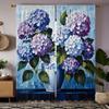 2 шт. HD декоративная занавеска синяя фиолетовая гортензия синяя галстук цифровая печатная занавеска для домашнего декора в стиле украшения гостиной спальни