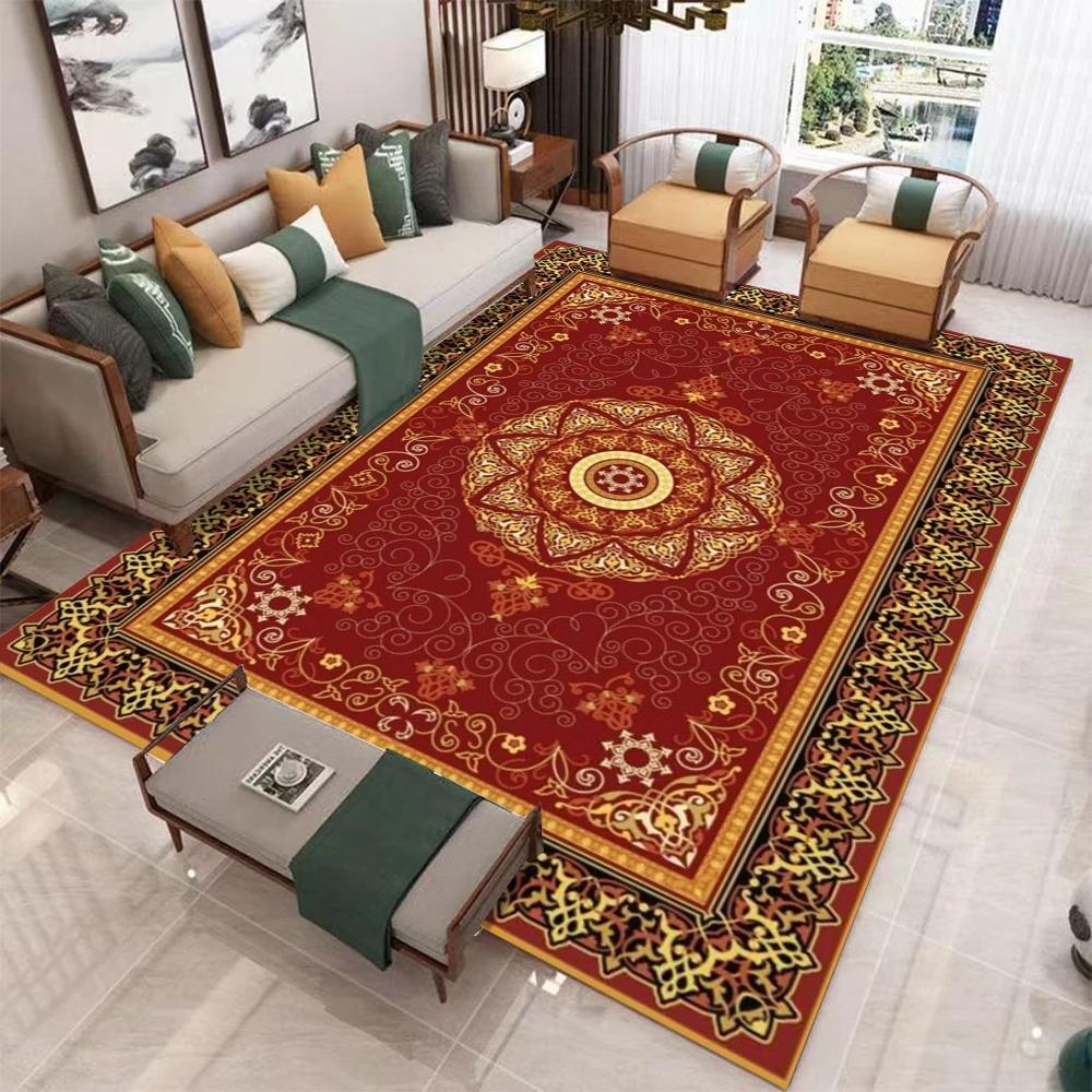 Красный Золотой Черный Традиционный Персидский Ковер Прочный Напольный Коврик для Гостиной Спальни Классический Роскошный Домашний Декор Ковер