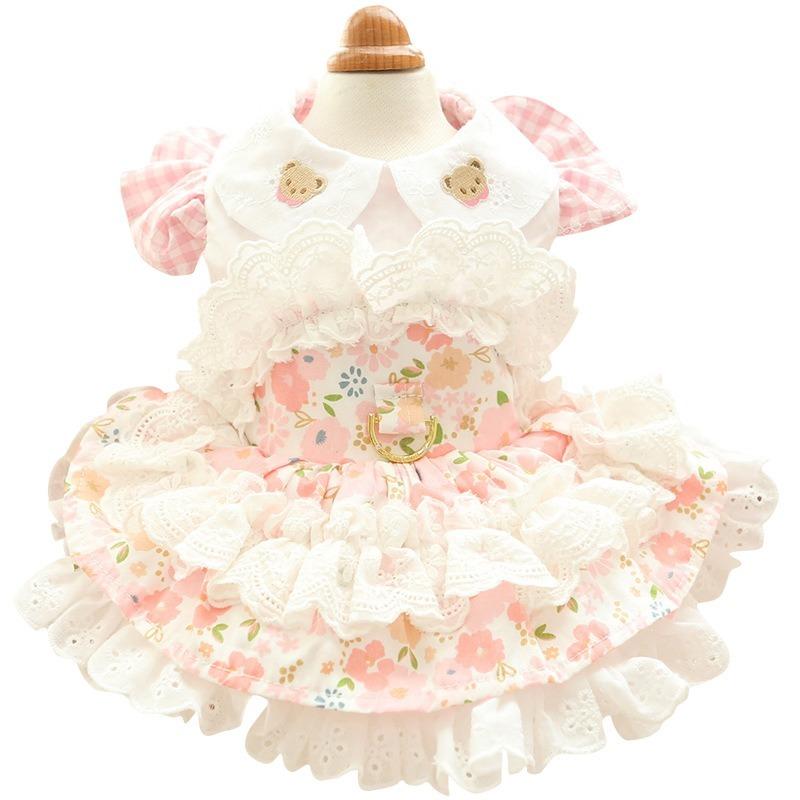 Japanese Style Dog Clothes Spring and Summer Thin Cat Princess Skirt Sweet Small Dog Cake Dresses Pet Supplies XS-XL