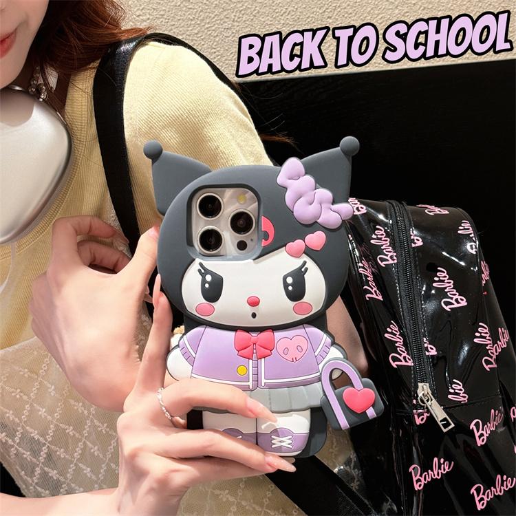 Сумка KT Kuromi Для iPhone 17 16 15 14 13 12 11 Pro Max Силиконовый Мягкий Чехол