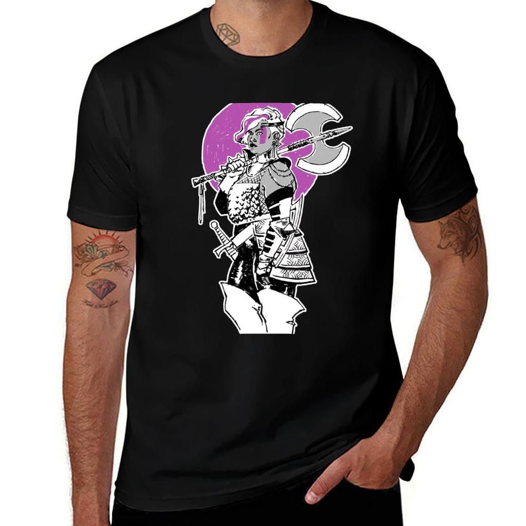 Warrior Queer Fighter Purple Amazon Labrys TShirt Work Utility Short Sleeve Shirt