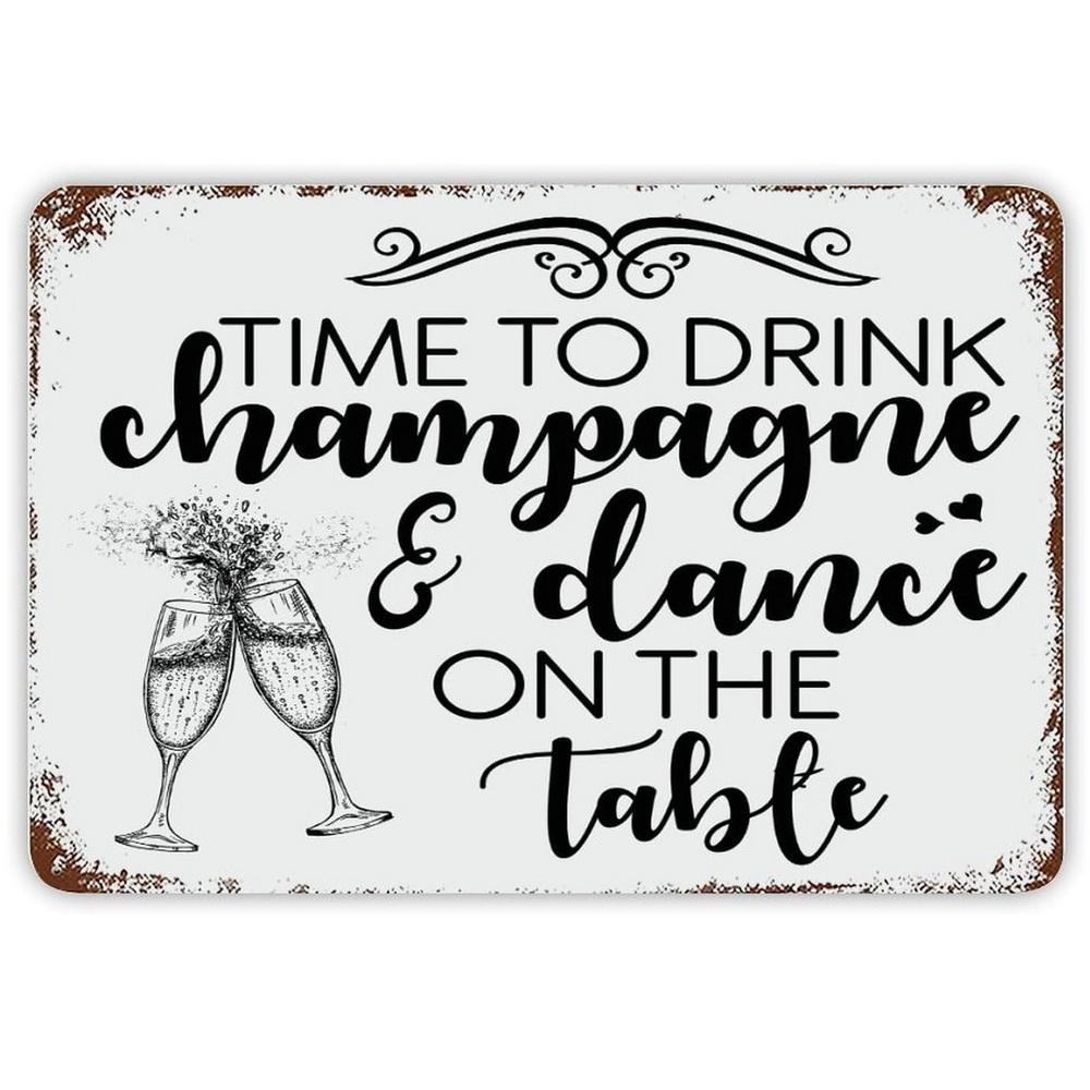 Silver Palate Champagne Vintage Retro Metal Tin Signs Vintage Wall Decor Metal Plaque Poster For Home Club Bar Pub Tavern Coffee