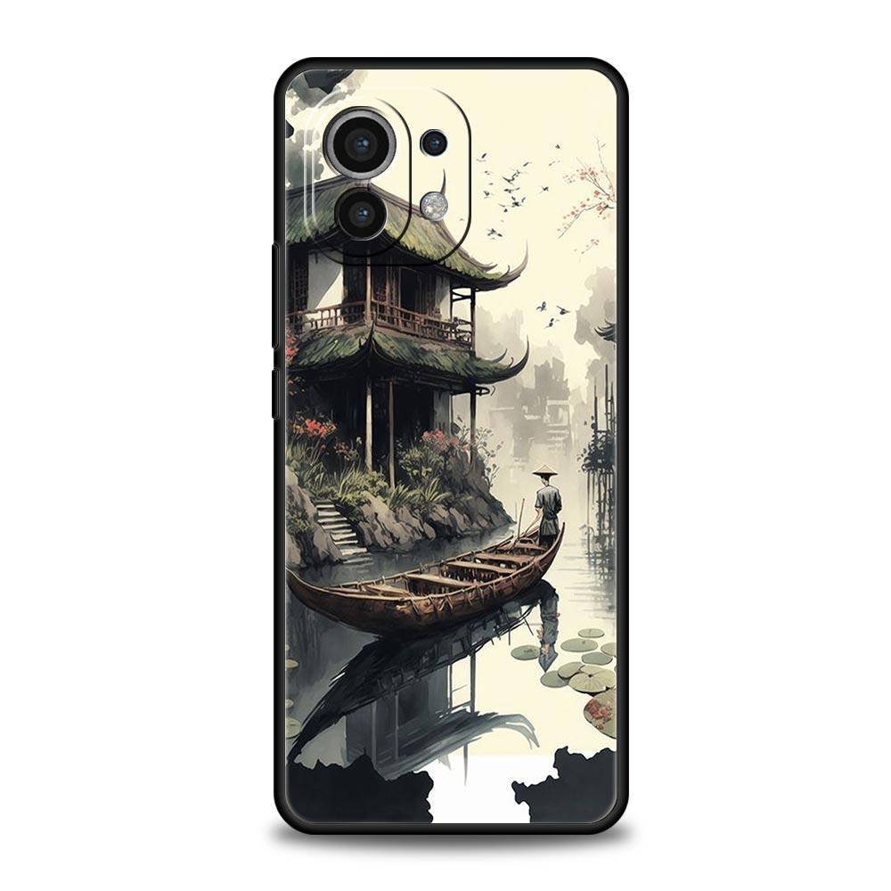 Японский пейзаж Чехол для телефона Для Xiaomi 14 13T 12T Pro 12 13 11 Ultra Mi Note 10 Lite 10T 5G 11X Pro 11T 11i 9T Силиконовый чехол