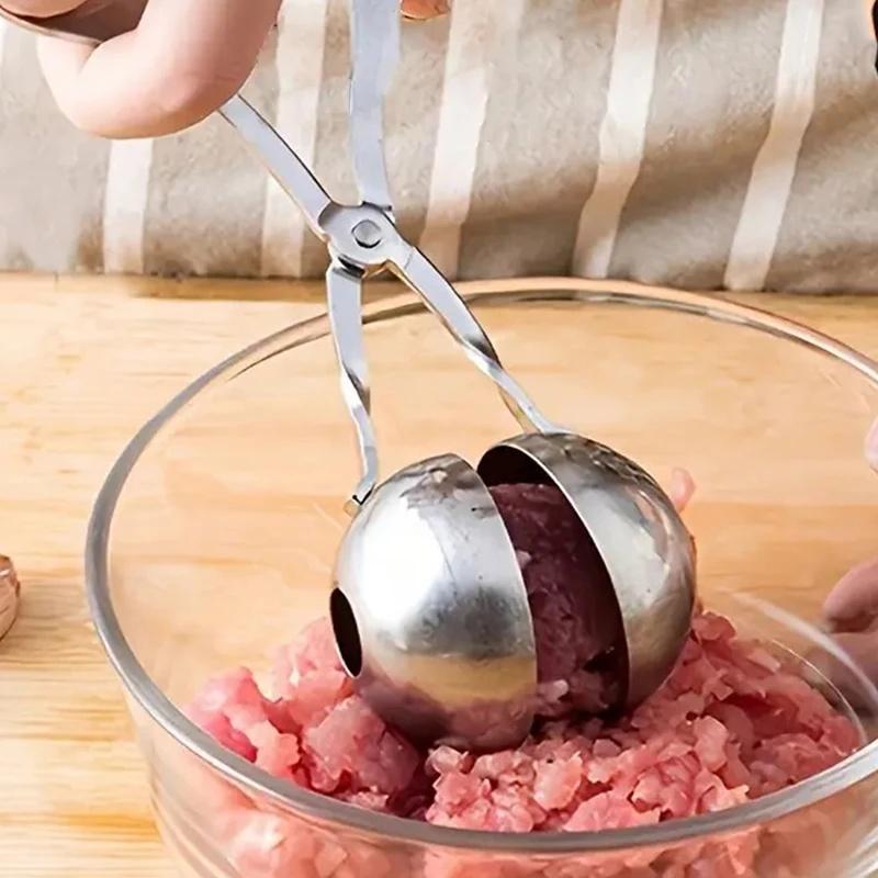 1/3/6pcs Stainless Steel Meatball Maker; Meatball Clip Fishball Mold; Food Clip; Kitchen Creative Ball Maker 4