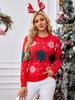 2024 European-American Women's Christmas Tree Jacquard Knitted Pullover Sweater - Red, Autumn/Winter