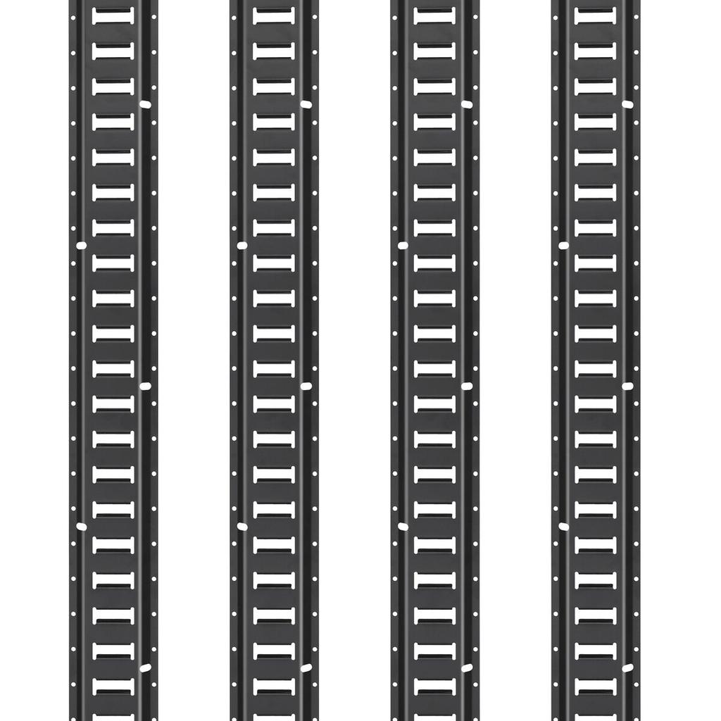 E Track Tie-Down Rail Kit, 30PCS 5FT E-Tracks Set Includes 4 Steel Rails & 2 Single Slot & 8 O Rings & 8 Tie-Offs w/ D-Ring & 8 End Caps, Securing
