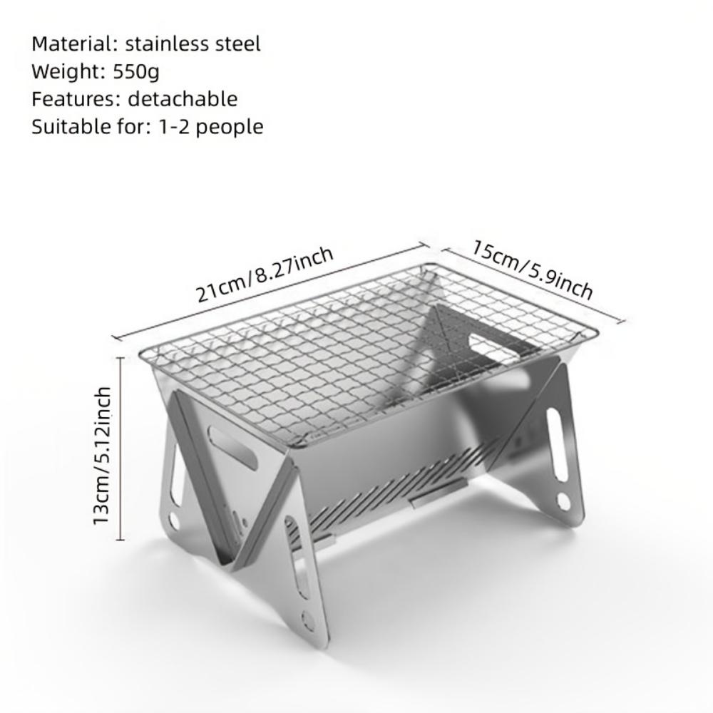 Испытайте непревзойденный гриль на открытом воздухе с нашим складным грилем для барбекю из нержавеющей стали — идеально подходит для кемпинга и походов!