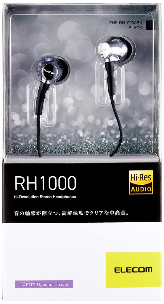 Elecom Стереонаушники/канальные/драйвер 10,0 мм/черные