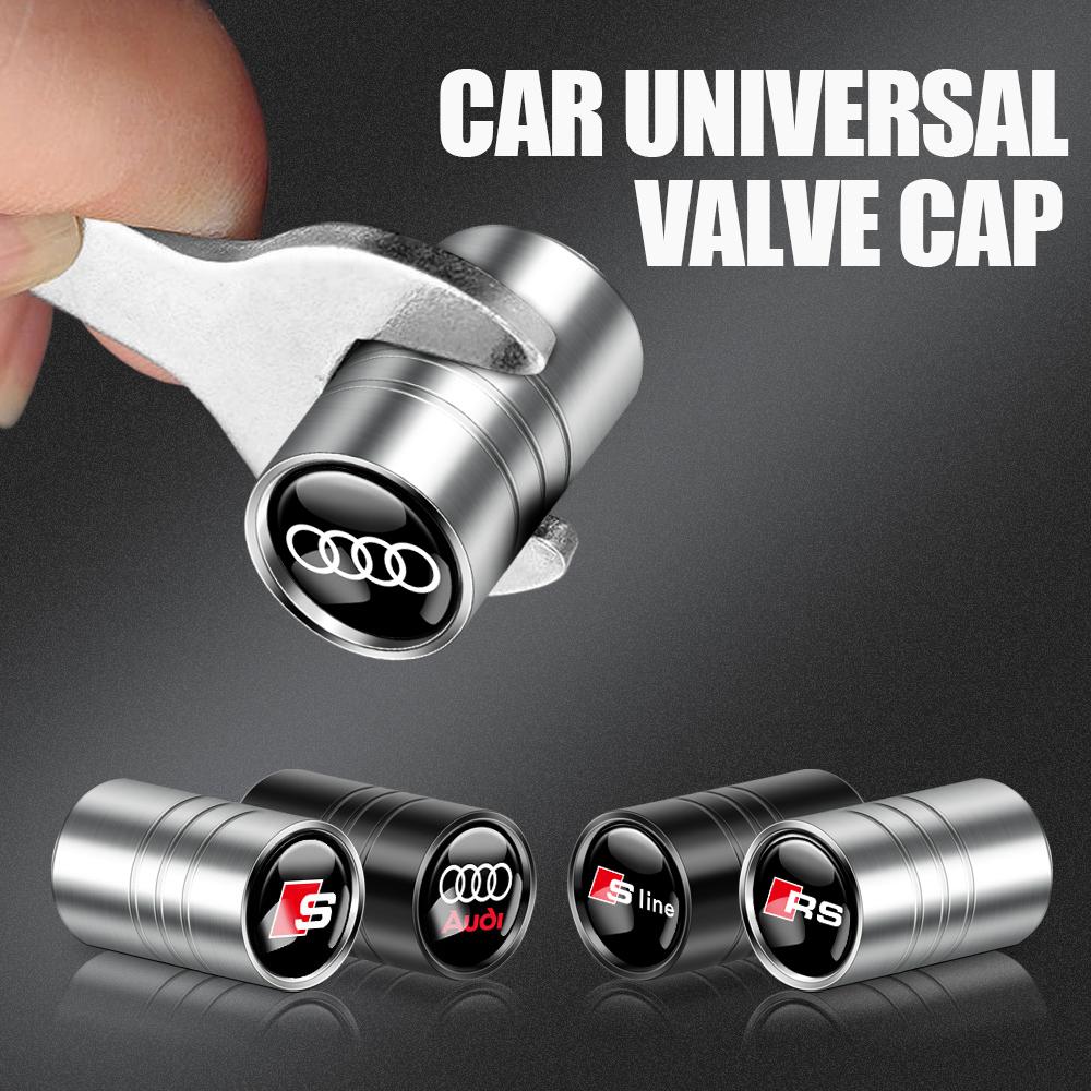 3D Metal Car Wheel Tire Valve Caps Tyre Air Stem Covers Accessories For qaz23 OOOO SLINE RS S TT A4 B8 A3 8P A6 C7 8V B6 B7 B9 Q5