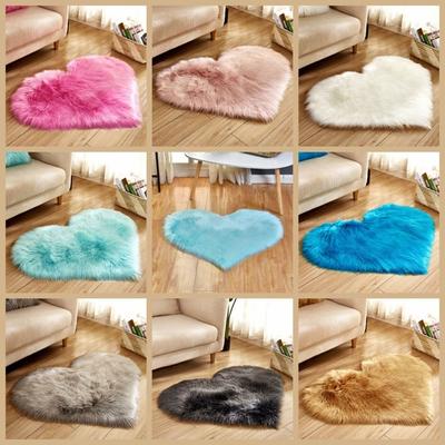 Пушистые плюшевые ковры, лохматый напольный коврик, подушка, ковер в форме сердца, домашний декор