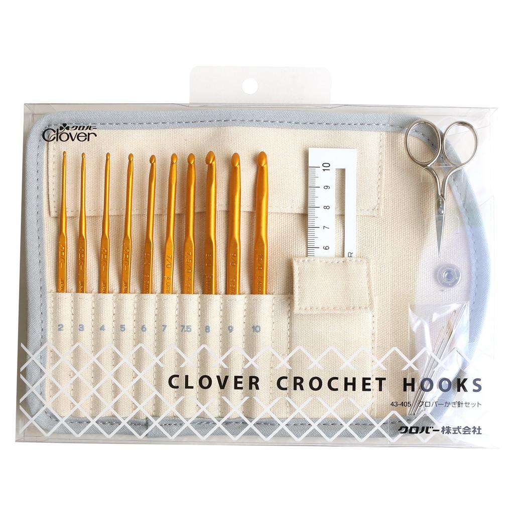 Clover Crochet Hook 10 crochet 3 tapestry mini knitting crochet hook case Set hooks, needles, scissors, gauge, (43-405)