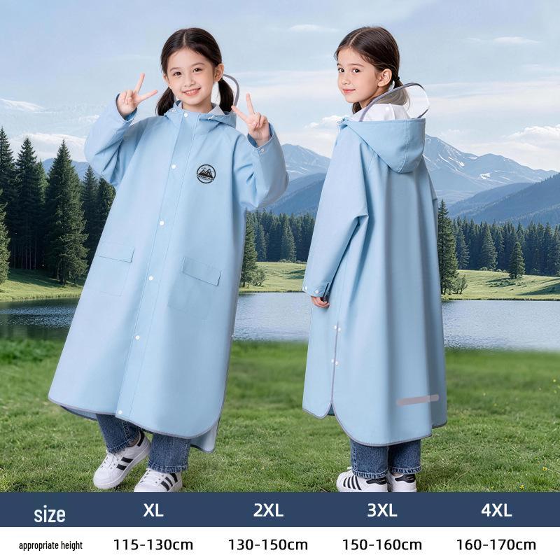 Children's Plus Size Thick Rain Poncho - Durable, Full-Length, Cape-Style for Primary & Secondary School Students