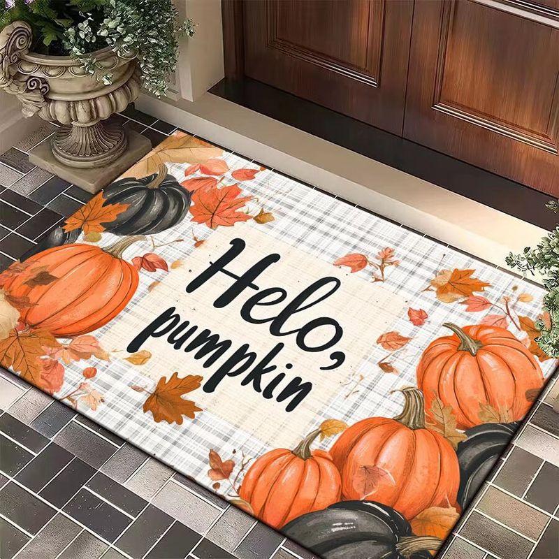 VIKAMA Halloween Welcome Floor Mat Scary Castle Bat Print Anti Slip Indoor Outdoor Entrance Carpet Home Decor