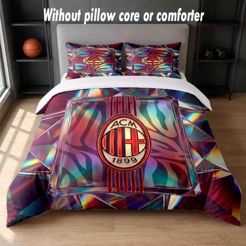 AC Milan Design Bed Bedding Set 1 Duvet Cover + 2 Pillowcases Soft Breathable Household Bed Linens