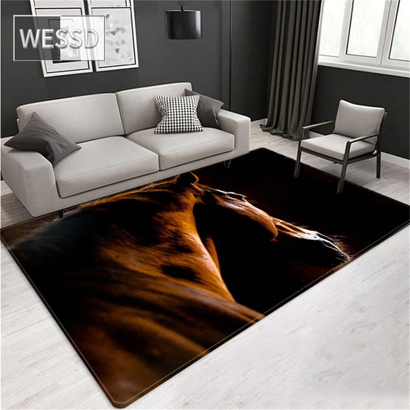 3D ковер с черной лошадью на полу, большой ковер с животным узором, домашний декор для гостиной, мягкий губчатый коврик, входная дверь, ванная комната