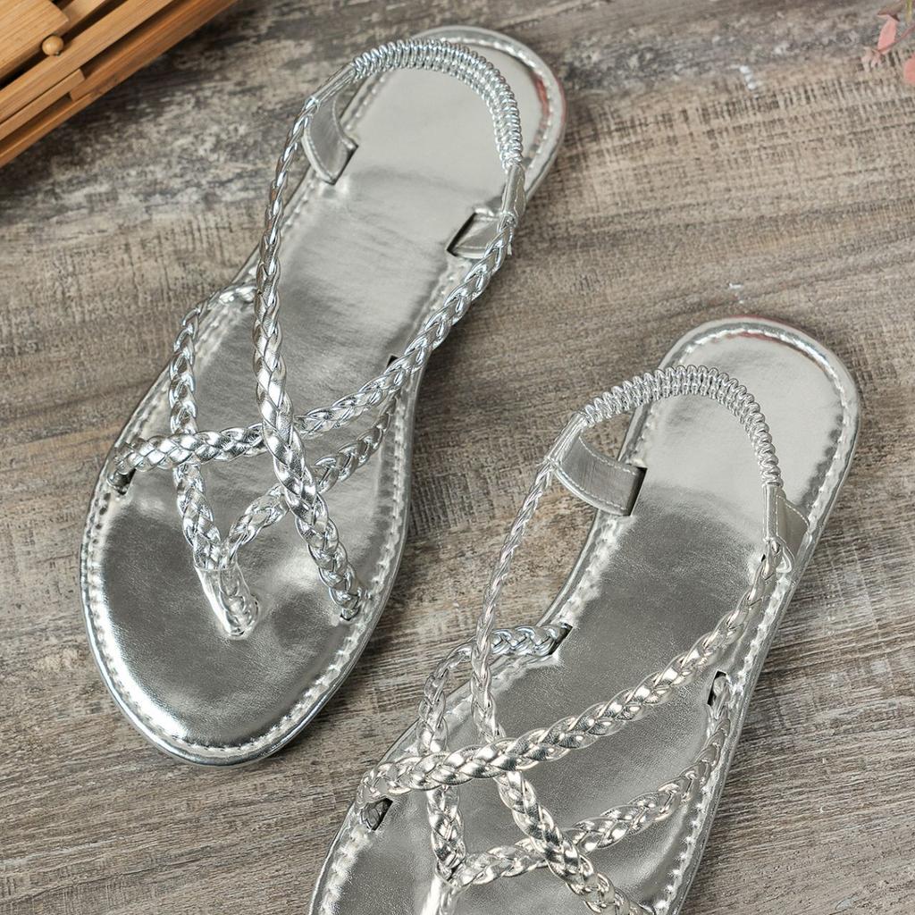 Women Flat Sandals Summer Fashion Woven Gladiator Sandals Women Beach Holiday Shoes