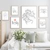 Abstract Line Mom Baby Hand Heart Minimalist Wall Art Canvas Painting Nordic Posters And Prints Wall Pictures Kids Room Decor