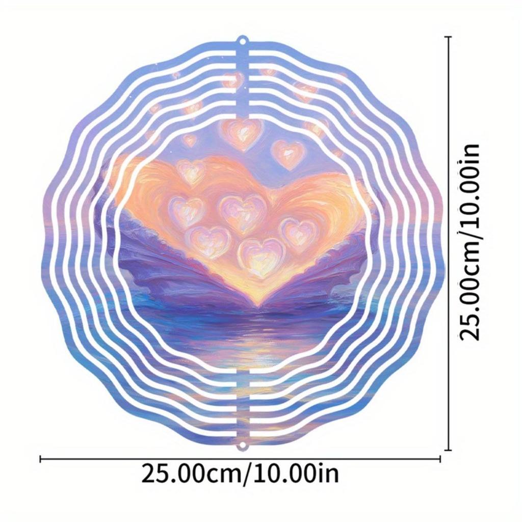 Rotating Heart-Shaped Wind Chime – Elegant Metal Garden Decor with 360° Hook, No Electricity Needed,