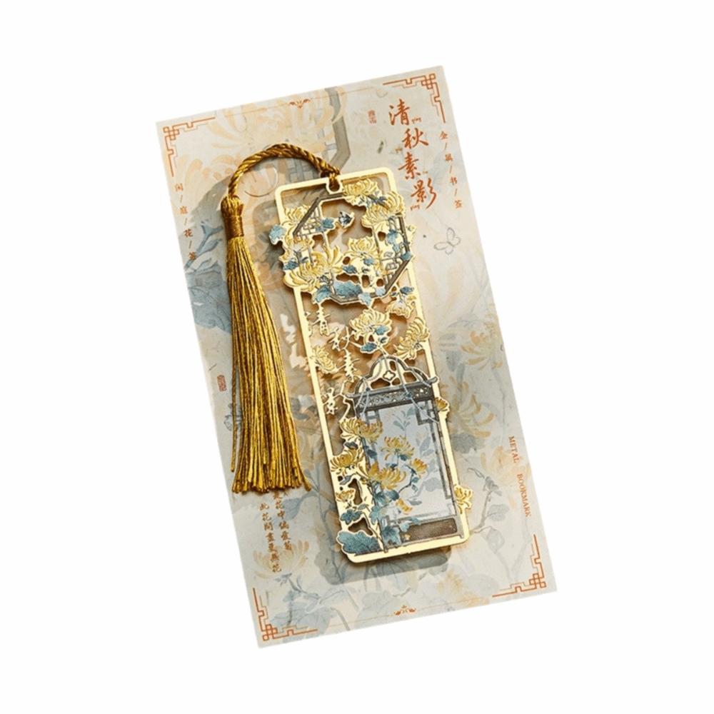 Bronzing Hollow Bookmark With Tassel Floral Bookmark Exquisite Design Metal Bookmark Book Club