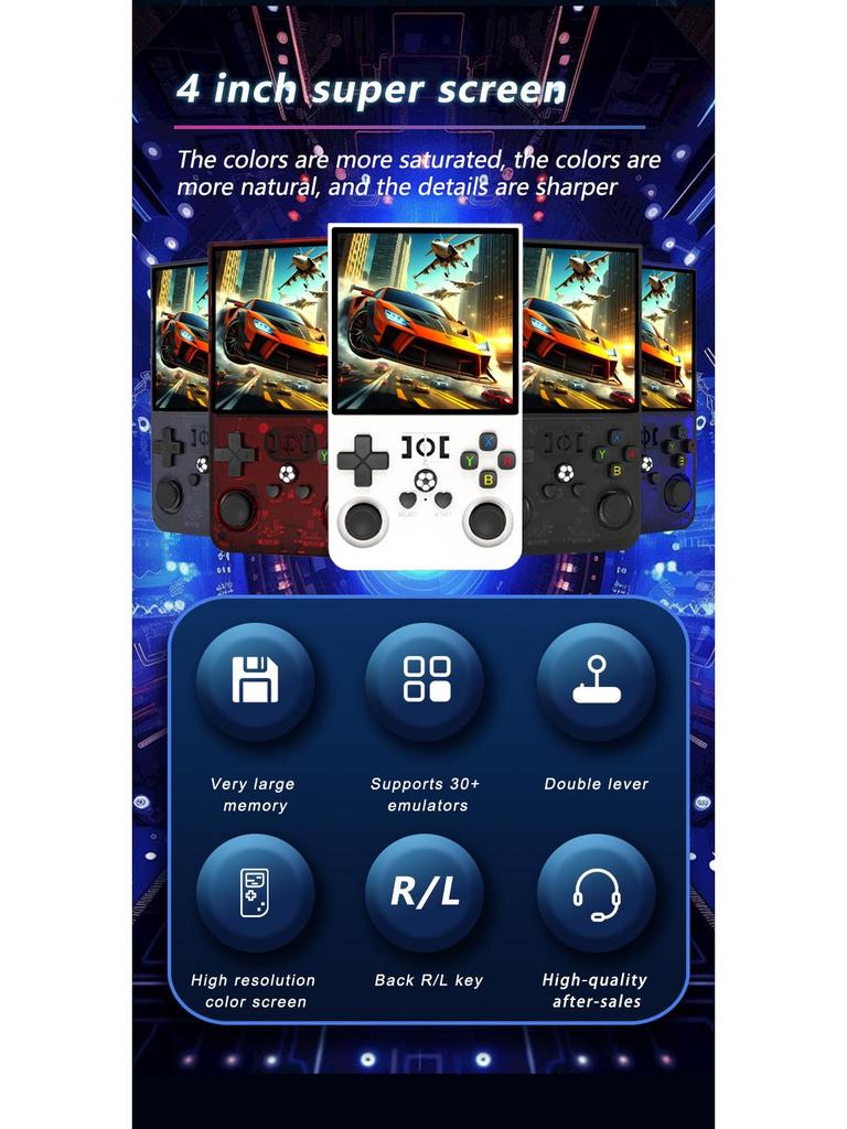 Портативная игровая консоль R36sMAX: 4,0-дюймовый HD-экран, двойной джойстик, в стиле ретро-аркады