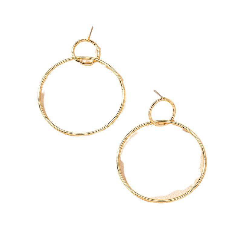 Korean Geometric Circle Earrings - Women's Trendy Minimalist Style, Versatile Round Studs
