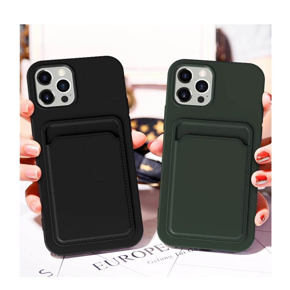 Матовый мягкий TPU бампер с выдвижным слотом для карт для IPhone 16 15 14 13 12 11 Pro Max Plus Mini X XS XR Max Противоударный чехол-кошелек