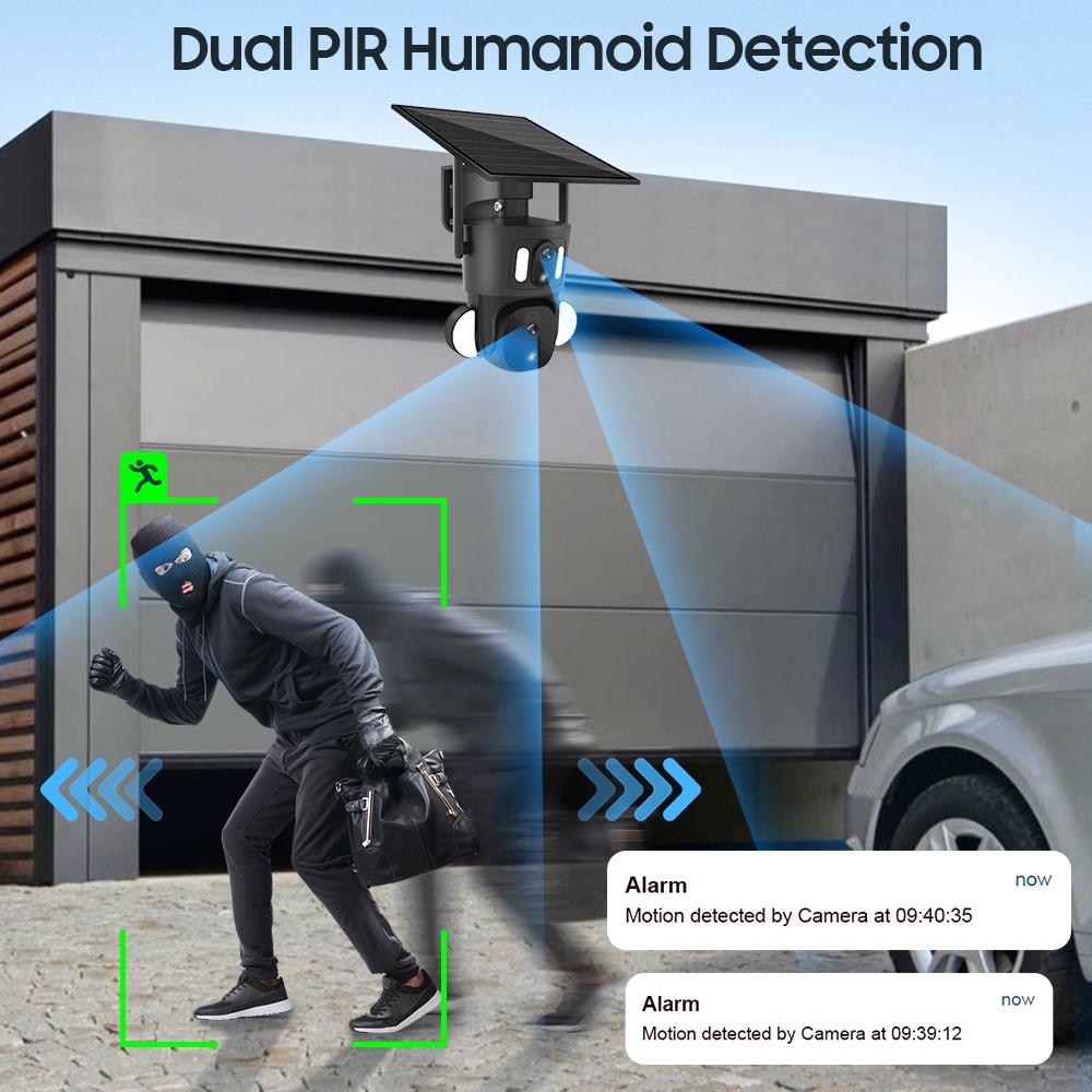 Экран 4G Солнечная Безопасность Kage Уличная 2K HD WiFi PTZ Двойной PIR Обнаружение Человек Автоматическое Отслеживание Камера Видеонаблюдения