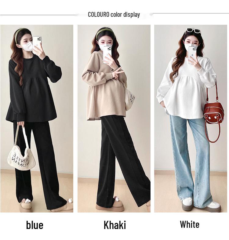 New Versatile Maternity Sweatshirt - Loose Casual Long Sleeve, Age-Reducing Autumn/Winter Women's Top