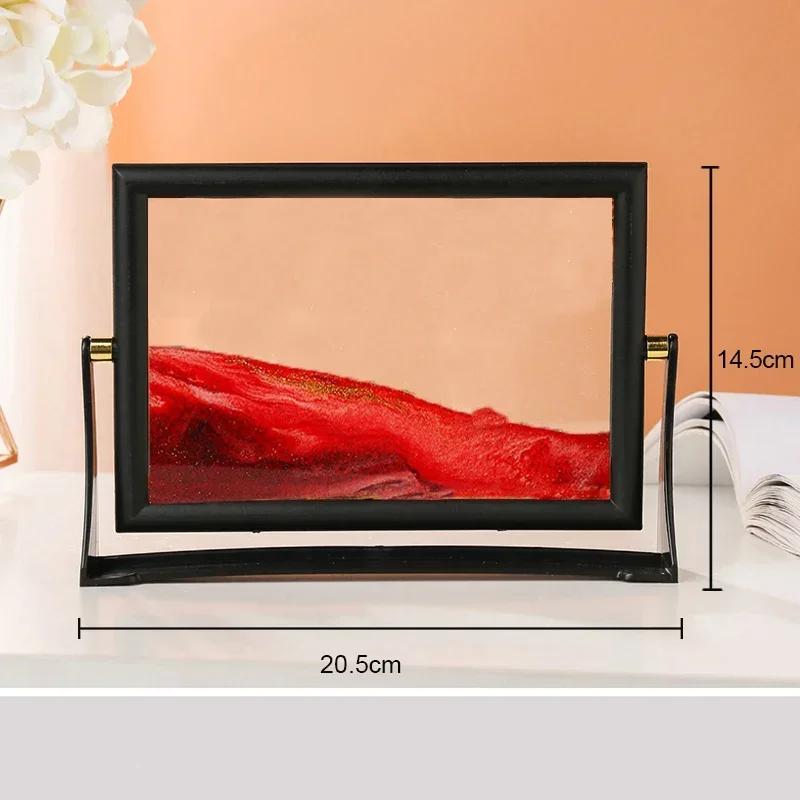 Creative Moving Sand Art Painting Square Glass 3D Deep Sea Sandscape Quicksand Hourglass Rotatable Flowing Sand Home Decor Gifts