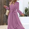 Spring and Autumn Women's Dress Dot Long Sleeve Flowy Wedding Party Dress