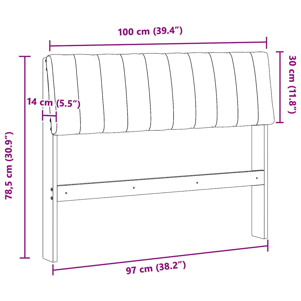 Padded Headboard in Black 100 cm Solid Pine Wood