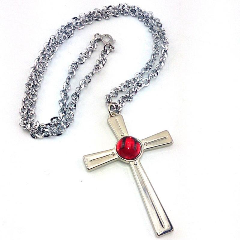 Серебряный крест и вампирский рубиновый крест ожерелье аниме окружающие украшения