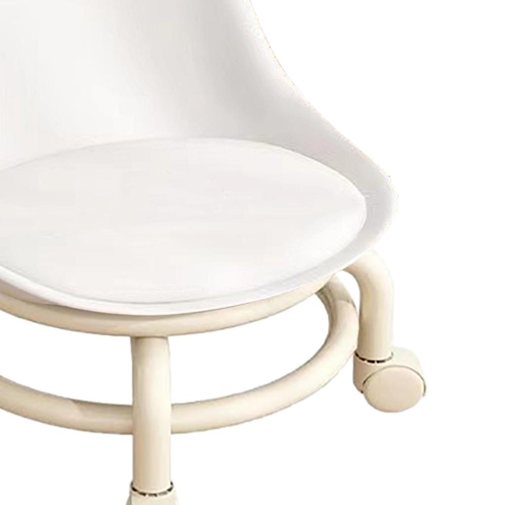 Kids Low Rolling Stool with Backrest Low Height Roller Stool with Universal Wheels Low Roller Seat Step Stool White