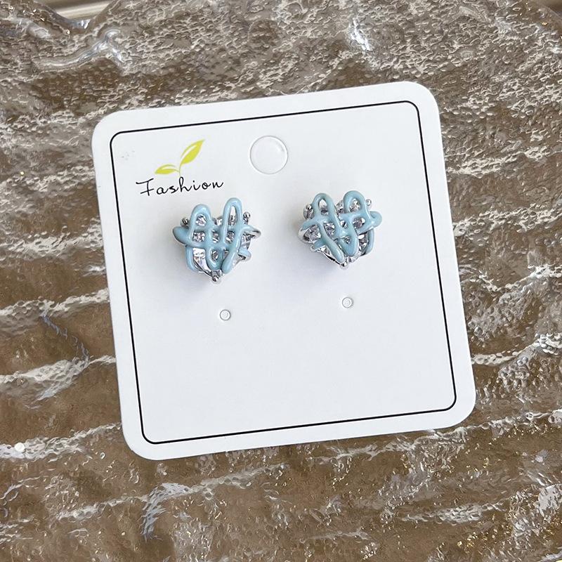 Свежие светло-голубые серьги, геометрические серьги, темперамент, сетка, красные модные шпильки, новая модная женщина