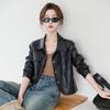 Маленькая женская кожаная куртка, женская черная короткая верхняя часть, весна и осень, новая высококачественная мотоциклетная одежда