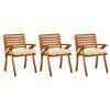 Day and Night - Day and Night Garden Dining Chairs with Cushions 3 Units Solid Acacia Wood
