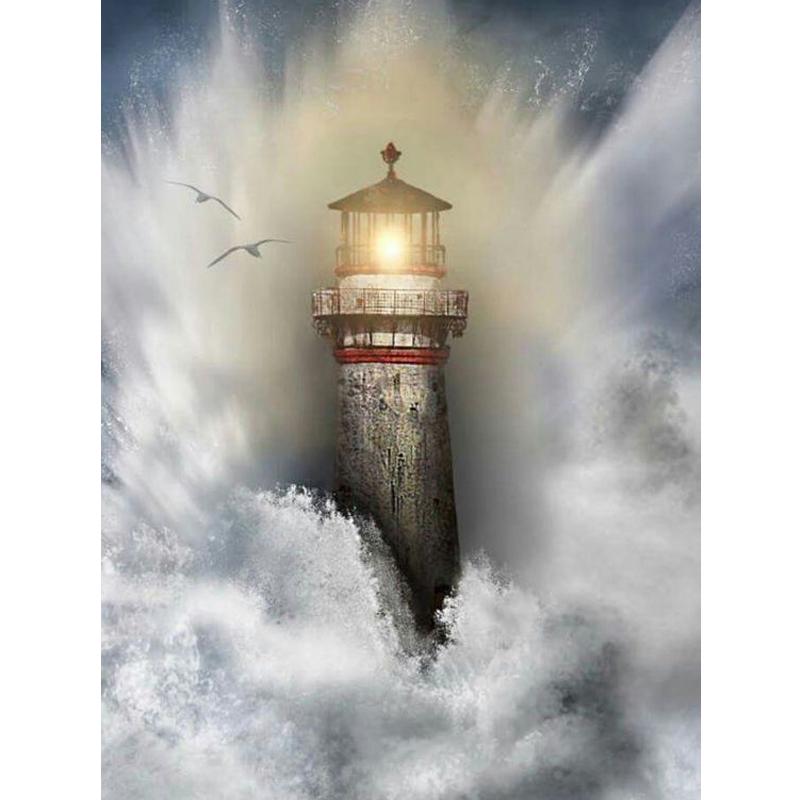 Seascape Lighthouse Romantic Diamond Painting Cross Stitch Kit 40x50CM Diamond Mosaic