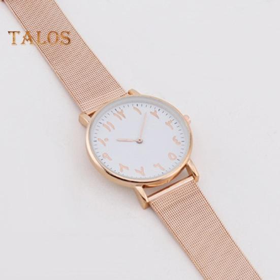 Women Watch Round Dial Quartz Movement Alloy Arabic Number Time-checking High Accuracy Lady Wristwatch Daily Party Office Dating Wear Timepiece